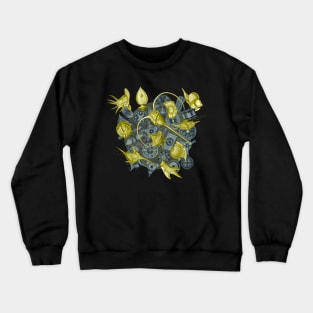 Ernst Haeckel Yellow Peridinea on Cerulean Diatoms Crewneck Sweatshirt